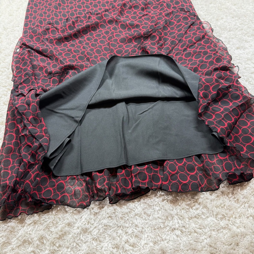 Cato Woman Skirt 14/16W Plus Size Red Black Circle Print Maxi Flowy Elegant Boho - Picture 6 of 9